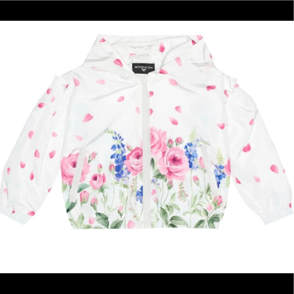Monnalisa kids white and floral print jacket